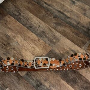 Vintage Triumph Studded Brown Leather Belt